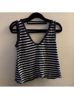 Cropped Everlane Striped Navy and White Women's Top